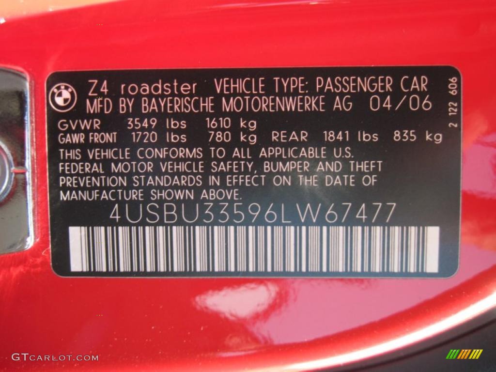 2006 Z4 3.0i Roadster - Bright Red / Beige photo #11