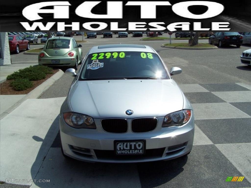 2008 1 Series 128i Coupe - Titanium Silver Metallic / Black photo #2