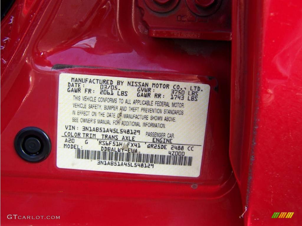 2005 Sentra SE-R Spec V - Code Red / Charcoal photo #13