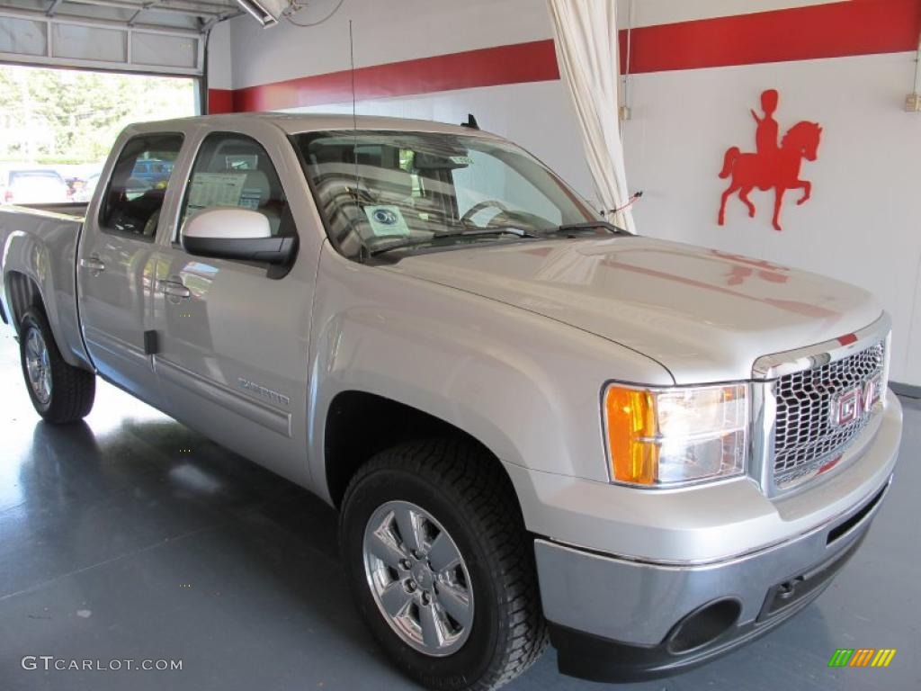 2010 Sierra 1500 SLT Crew Cab 4x4 - Pure Silver Metallic / Dark Titanium/Light Titanium photo #1