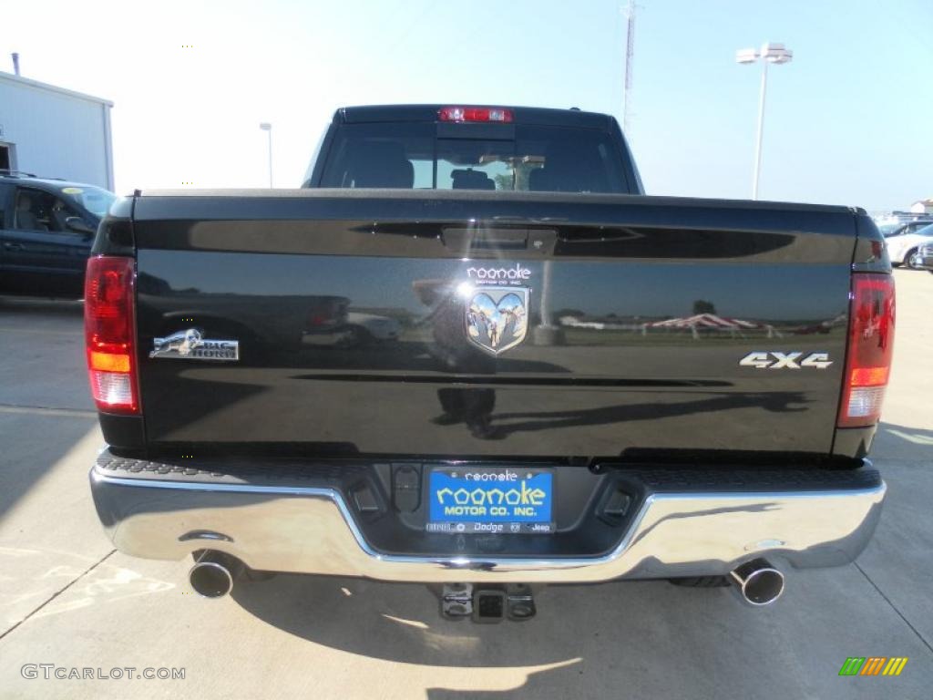 2011 Ram 1500 Big Horn Quad Cab 4x4 - Brilliant Black Crystal Pearl / Dark Slate Gray/Medium Graystone photo #3