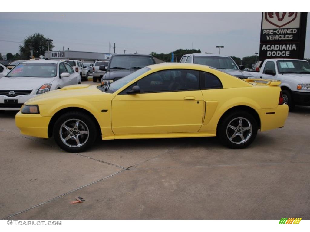 2003 Mustang GT Coupe - Zinc Yellow / Dark Charcoal photo #2