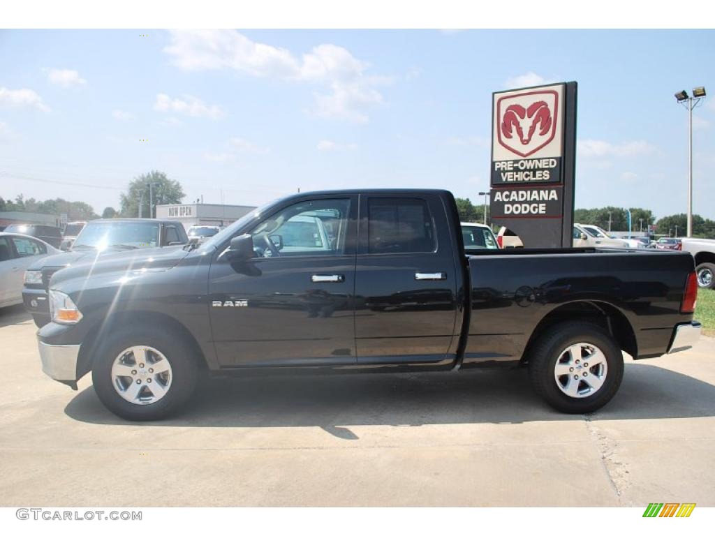 2010 Ram 1500 SLT Quad Cab - Brilliant Black Crystal Pearl / Dark Slate/Medium Graystone photo #2