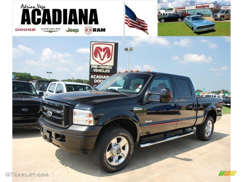 2007 F250 Super Duty Lariat Crew Cab 4x4 - Black / Black/Red Leather photo #1