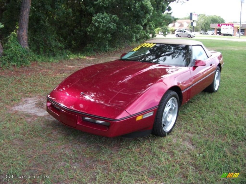 1990 Corvette Convertible - Dark Red Metallic / Saddle photo #1