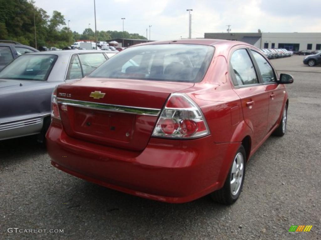 2007 Aveo LS Sedan - Sport Red / Charcoal Black photo #2