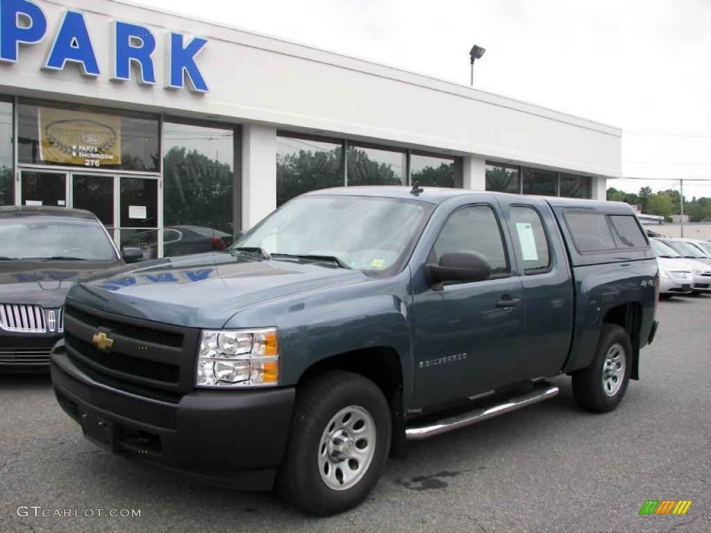 2008 Silverado 1500 Work Truck Extended Cab 4x4 - Blue Granite Metallic / Dark Titanium photo #1