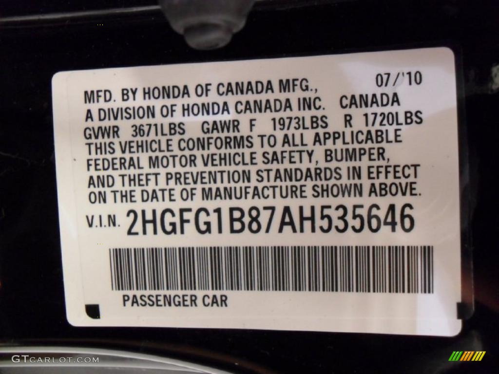2010 Civic EX Coupe - Crystal Black Pearl / Gray photo #8
