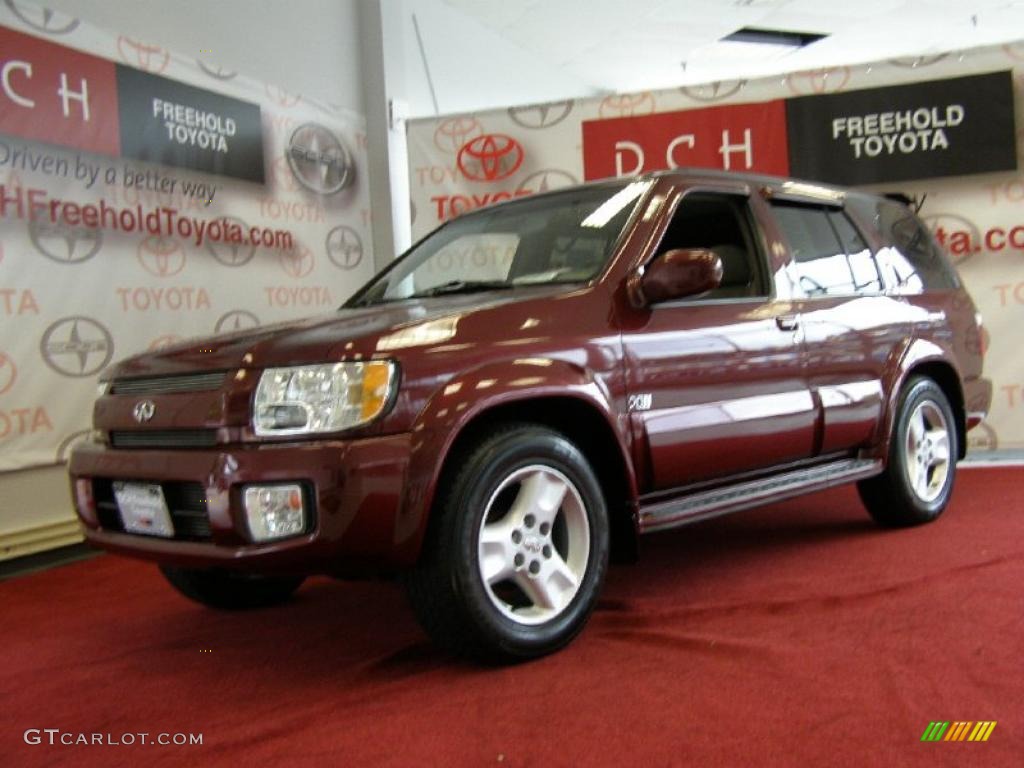 2002 QX4 4x4 - Royal Ruby Metallic / Stone Beige photo #1