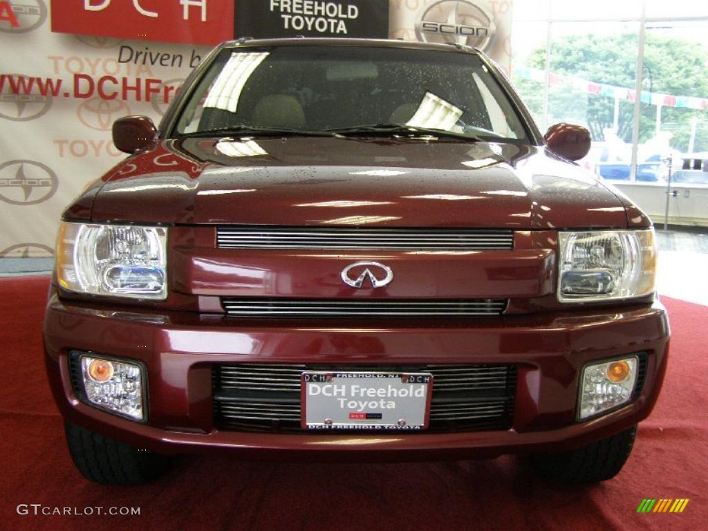 2002 QX4 4x4 - Royal Ruby Metallic / Stone Beige photo #2