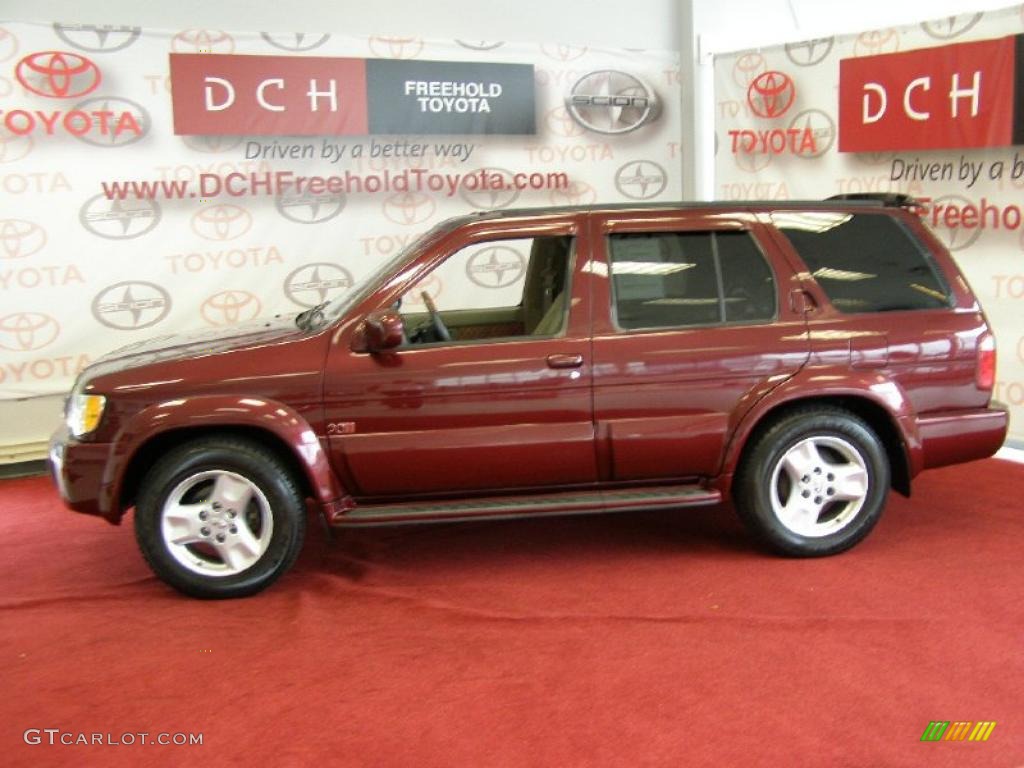 2002 QX4 4x4 - Royal Ruby Metallic / Stone Beige photo #4
