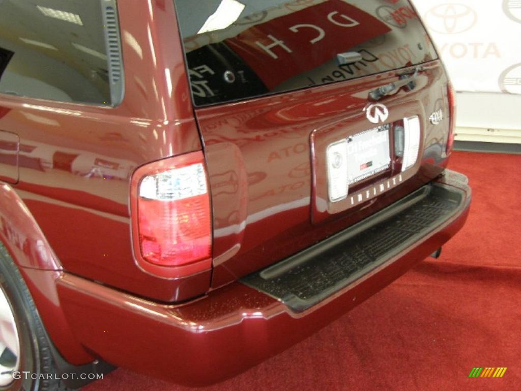 2002 QX4 4x4 - Royal Ruby Metallic / Stone Beige photo #22
