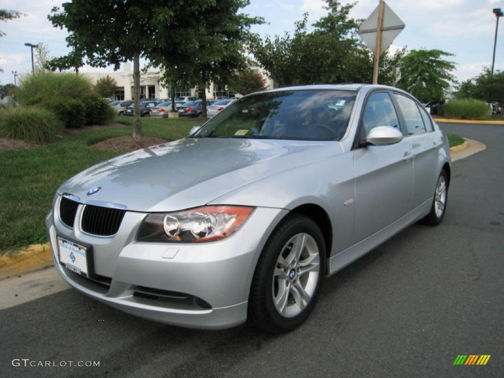 2008 3 Series 328xi Sedan - Titanium Silver Metallic / Black photo #2