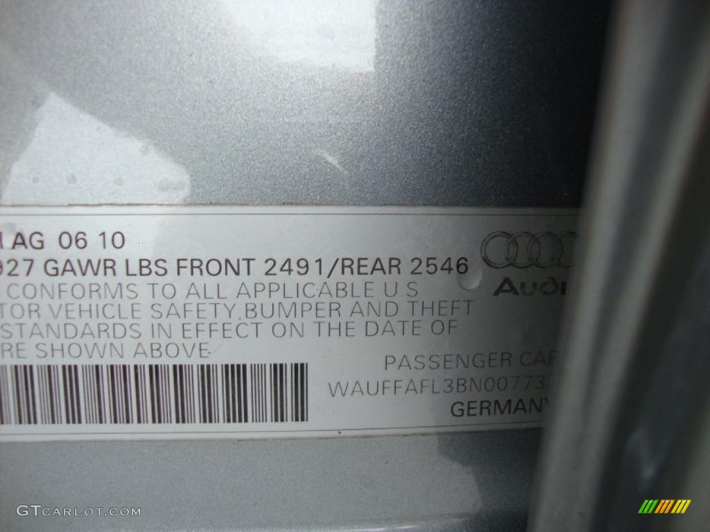 2011 A4 2.0T quattro Sedan - Quartz Grey Metallic / Light Gray photo #36