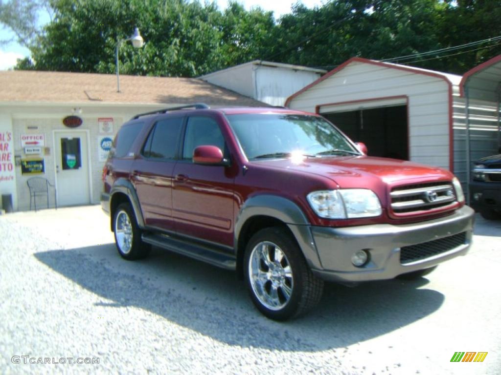 2004 Sequoia SR5 - Salsa Red Pearl / Charcoal photo #3