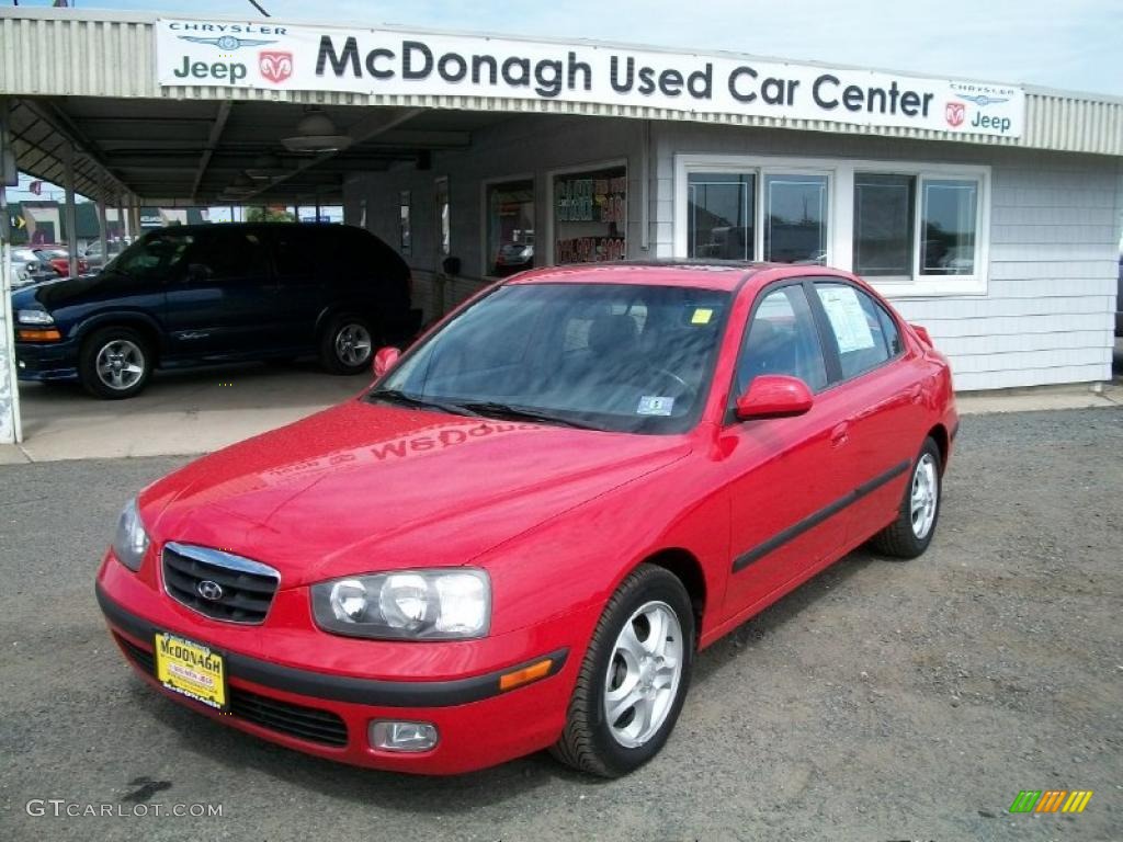 2003 Elantra GLS Sedan - Rally Red / Dark Gray photo #1