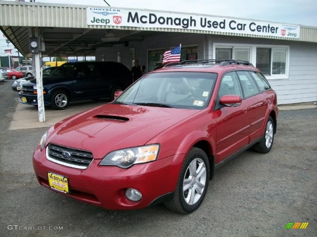 2005 Outback 2.5XT Limited Wagon - Garnet Red Pearl / Taupe photo #1