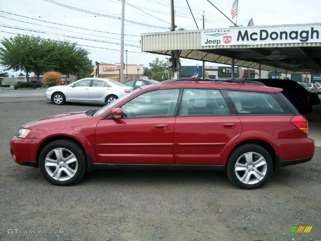 2005 Outback 2.5XT Limited Wagon - Garnet Red Pearl / Taupe photo #3