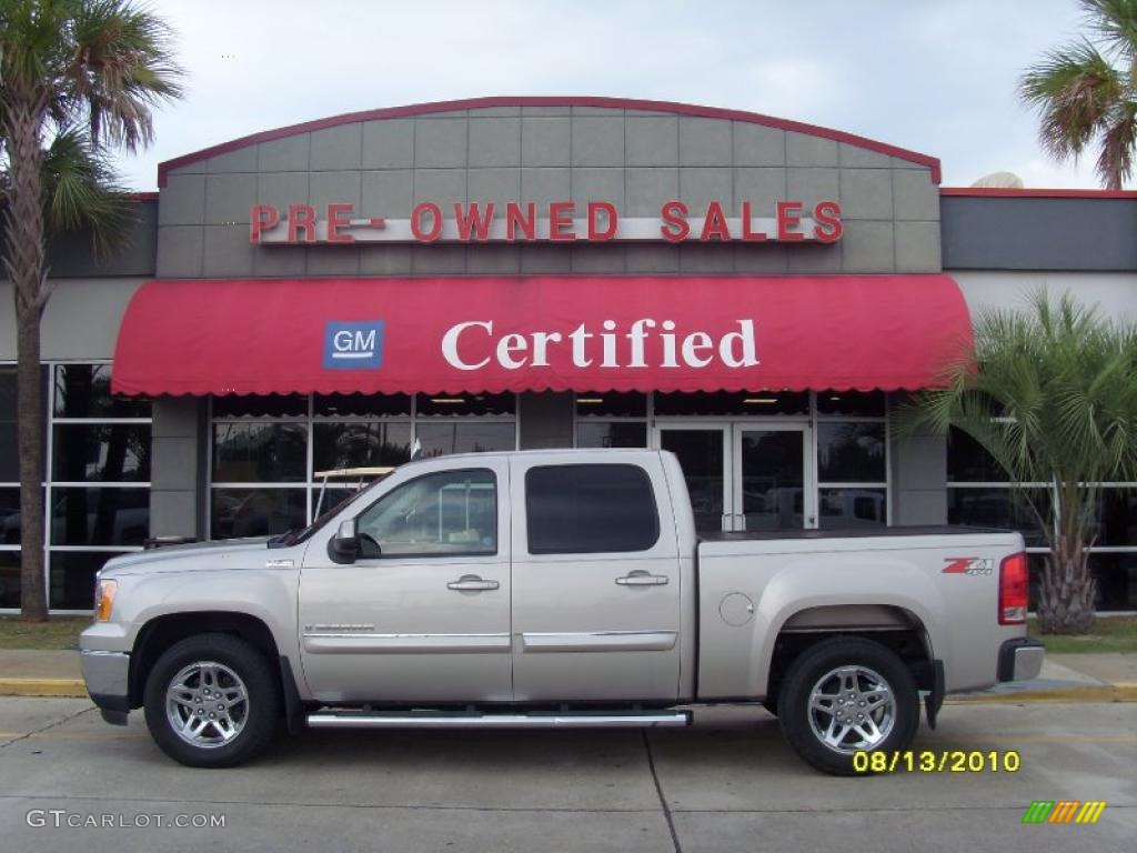 2008 Sierra 1500 SLT Crew Cab 4x4 - Silver Birch Metallic / Ebony/Light Titanium photo #1