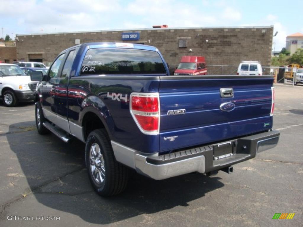 2010 F150 XLT SuperCab 4x4 - Dark Blue Pearl Metallic / Medium Stone photo #5