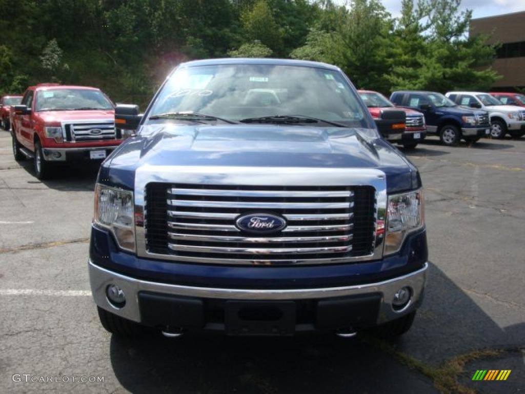 2010 F150 XLT SuperCab 4x4 - Dark Blue Pearl Metallic / Medium Stone photo #11