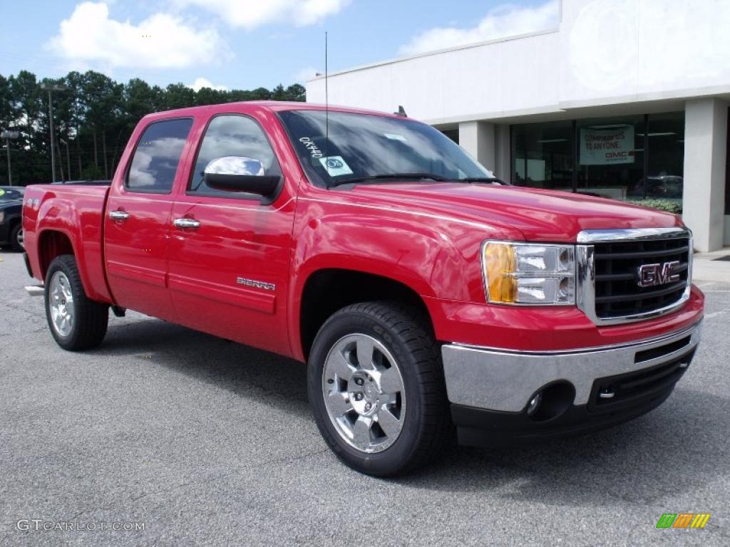 2010 Sierra 1500 SLE Crew Cab 4x4 - Fire Red / Ebony photo #2