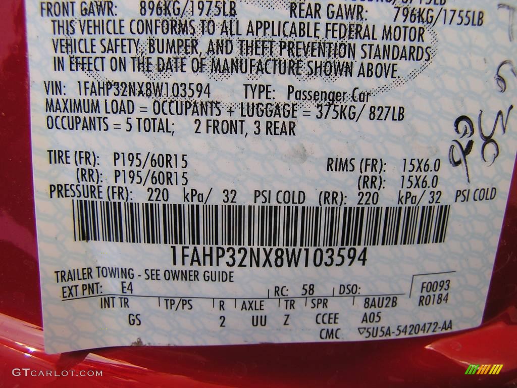 2008 Focus S Coupe - Vermillion Red / Medium Stone photo #9
