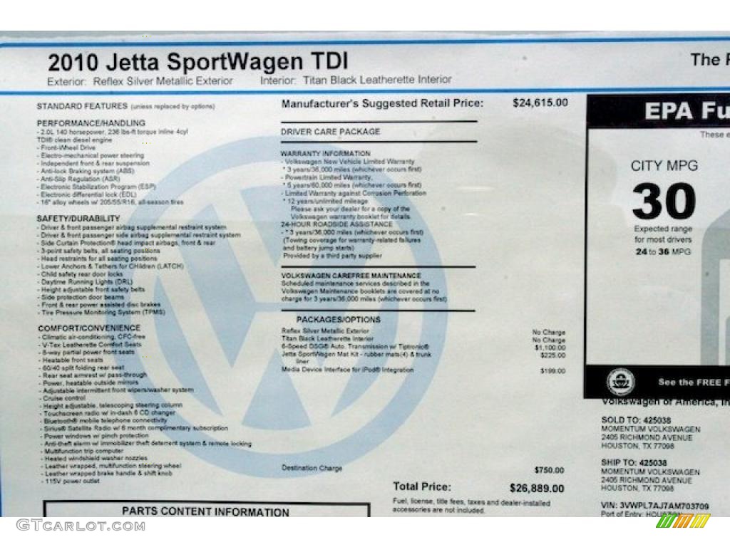 2010 Jetta TDI SportWagen - Reflex Silver Metallic / Titan Black photo #12
