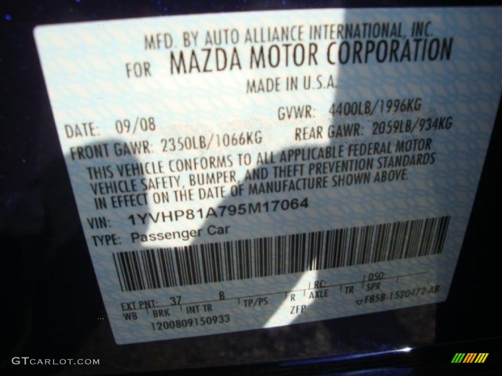 2009 MAZDA6 i Sport - Kona Blue Mica / Black photo #19