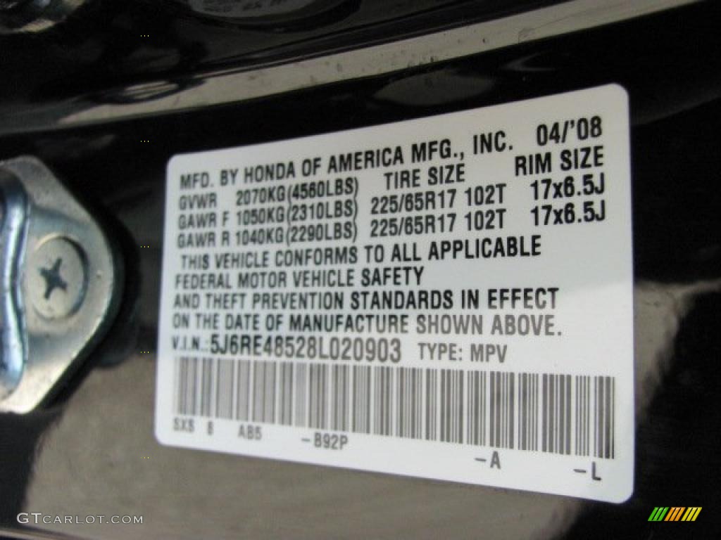 2008 CR-V EX 4WD - Nighthawk Black Pearl / Gray photo #14