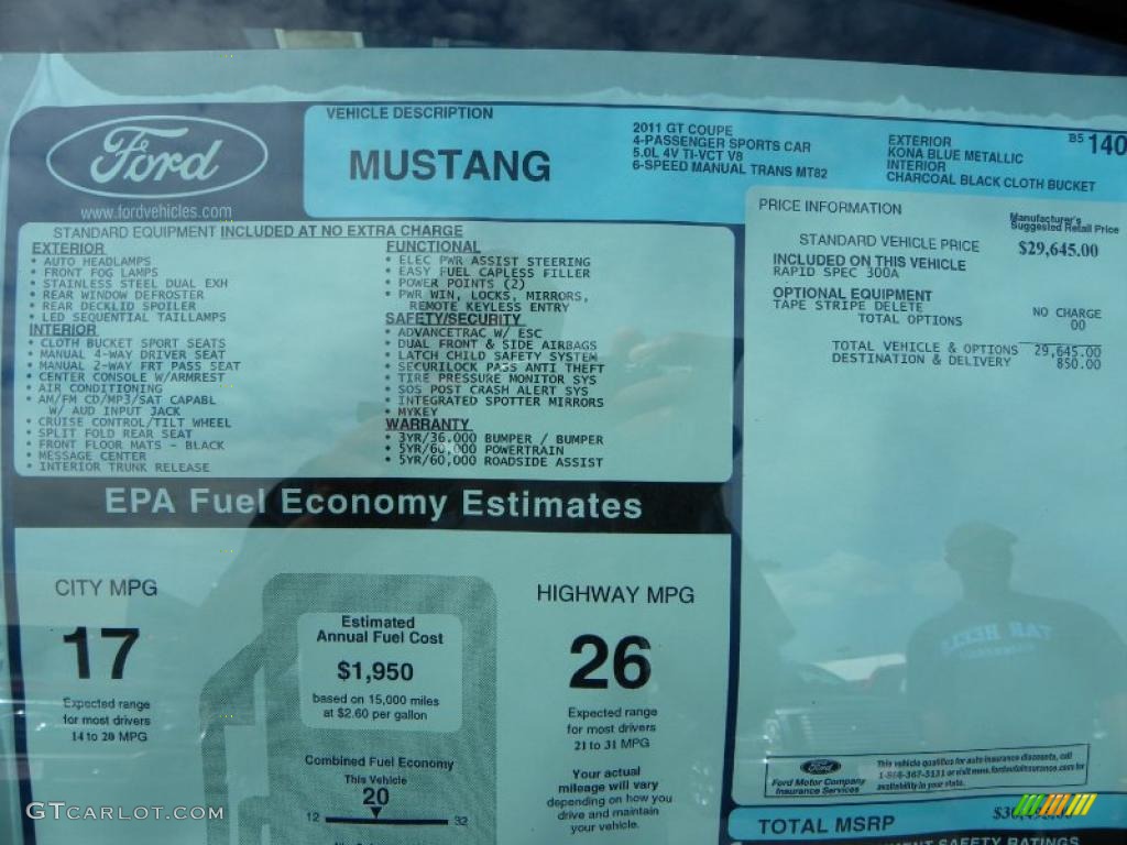 2011 Mustang GT Coupe - Kona Blue Metallic / Charcoal Black photo #8