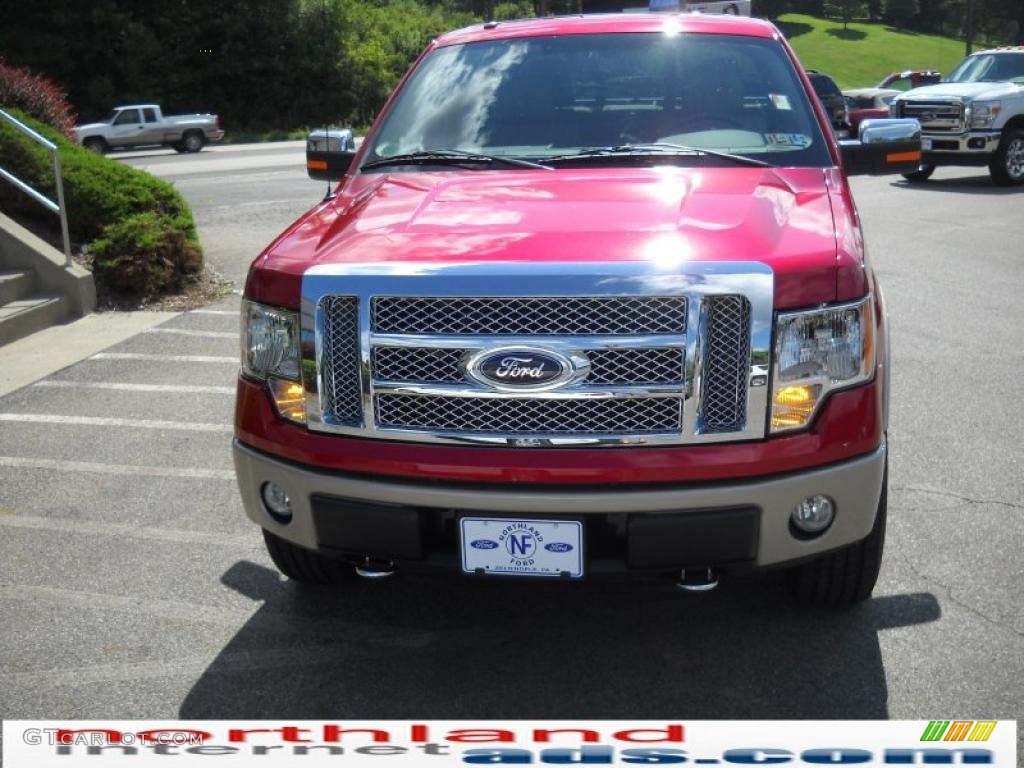 2010 F150 Lariat SuperCrew 4x4 - Red Candy Metallic / Tan photo #3