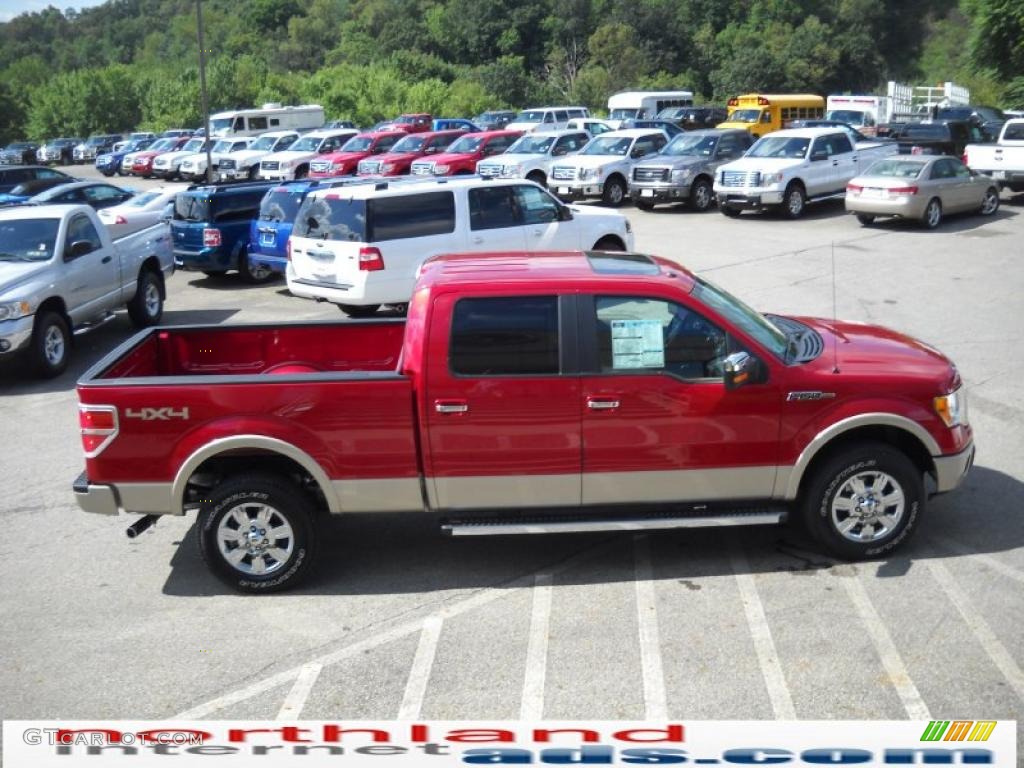 2010 F150 Lariat SuperCrew 4x4 - Red Candy Metallic / Tan photo #5
