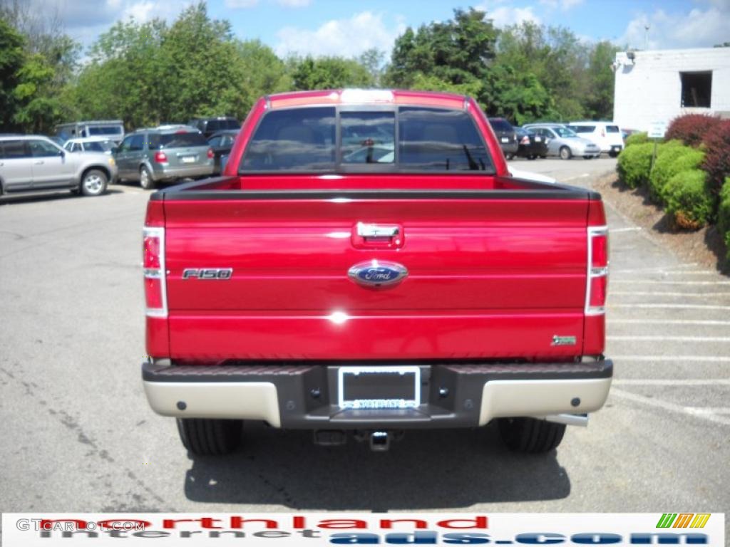 2010 F150 Lariat SuperCrew 4x4 - Red Candy Metallic / Tan photo #7