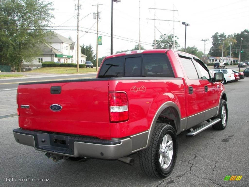2004 F150 Lariat SuperCrew 4x4 - Bright Red / Tan photo #3