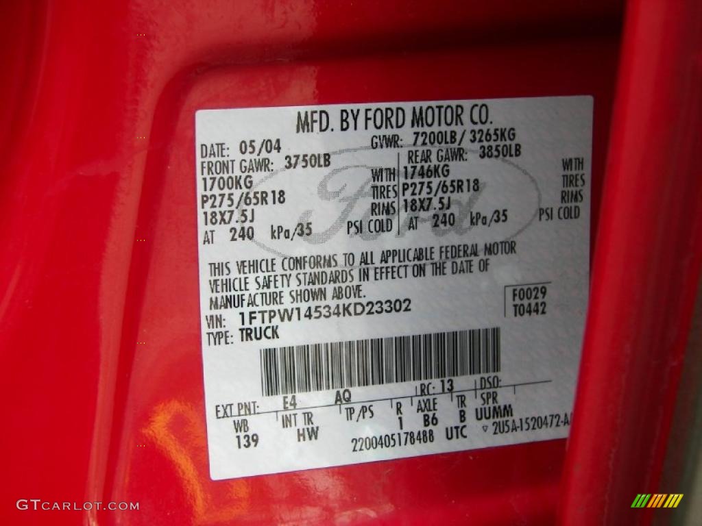 2004 F150 Lariat SuperCrew 4x4 - Bright Red / Tan photo #11