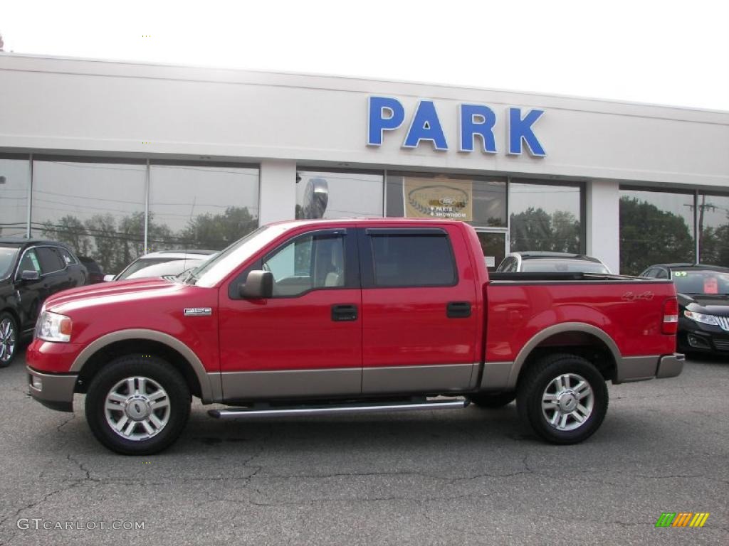 2004 F150 Lariat SuperCrew 4x4 - Bright Red / Tan photo #24