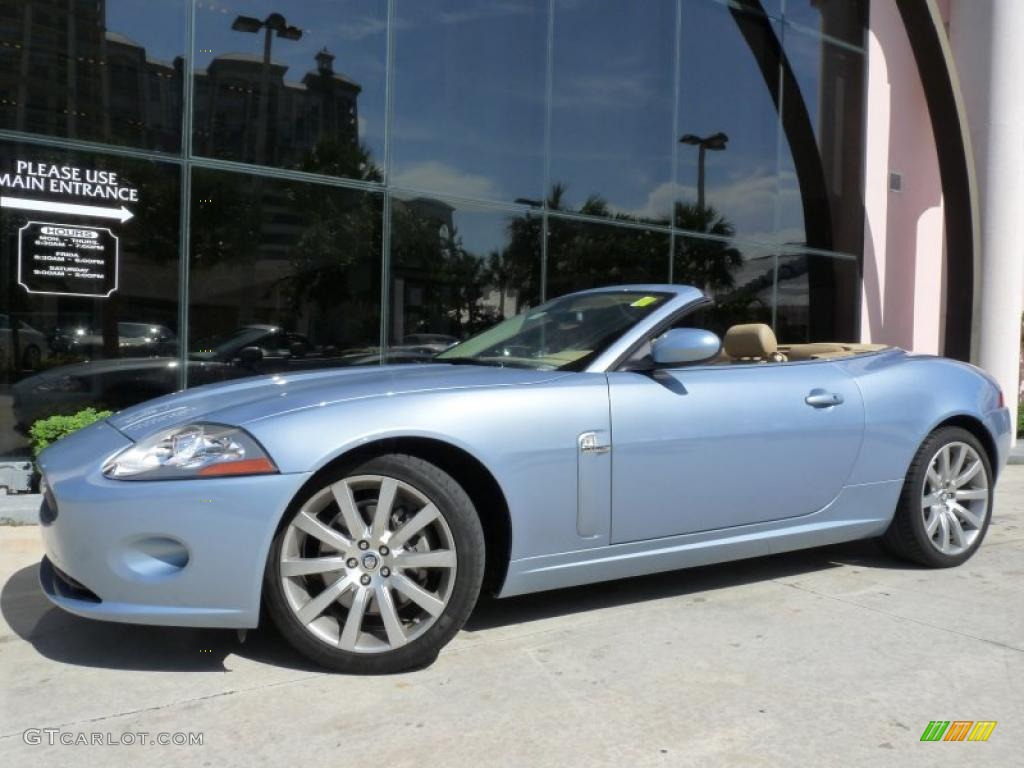 2008 XK XK8 Convertible - Frost Blue Metallic / Caramel photo #1