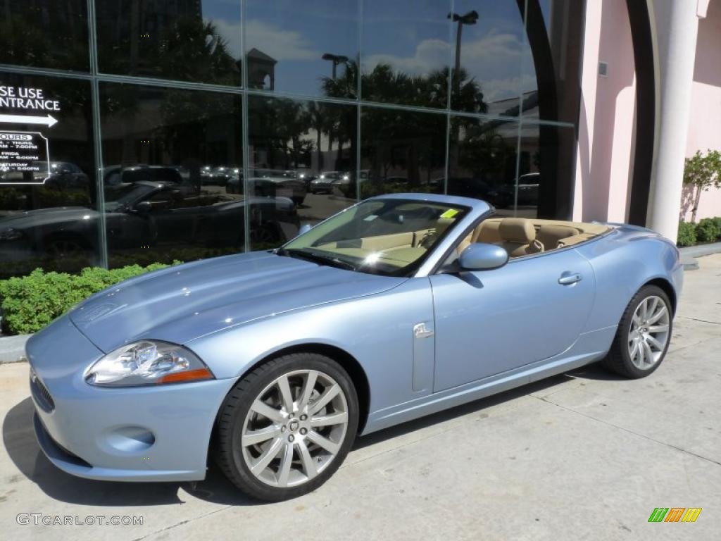 2008 XK XK8 Convertible - Frost Blue Metallic / Caramel photo #5