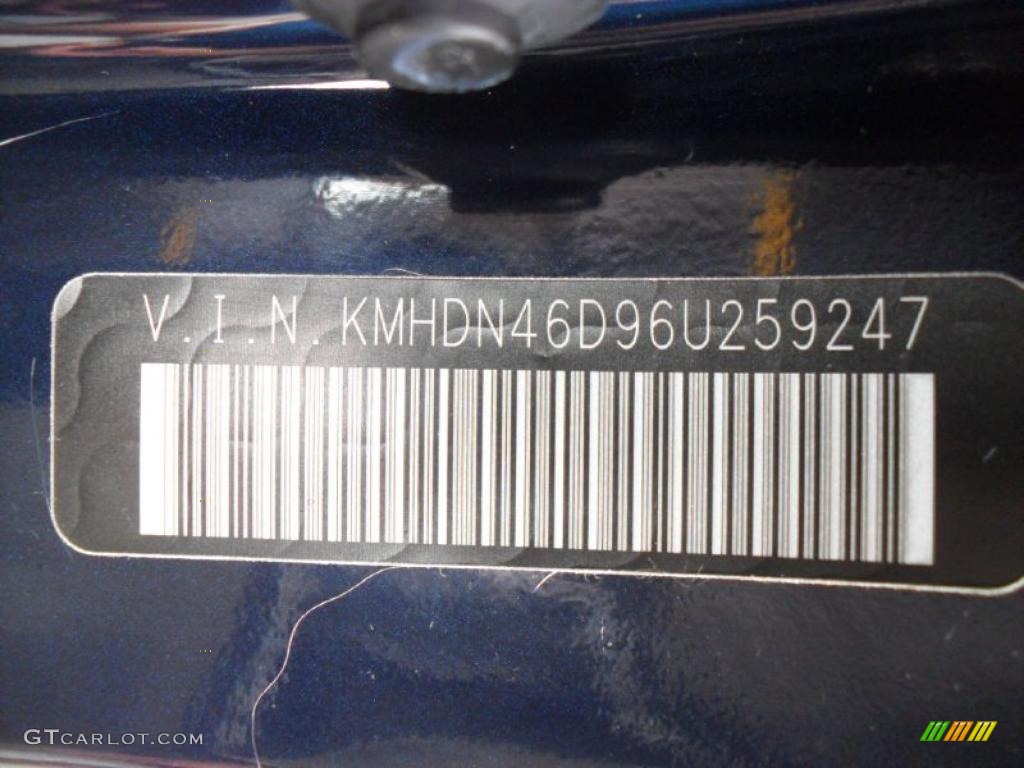 2006 Elantra GLS Sedan - Moonlit Dark Blue / Gray photo #6
