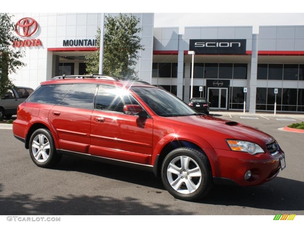 2006 Outback 2.5 XT Limited Wagon - Garnet Red Pearl / Off Black photo #1