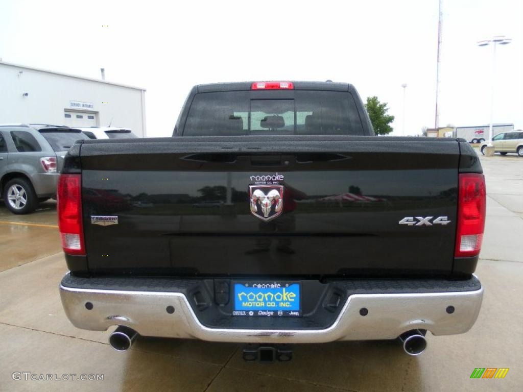 2011 Ram 1500 Laramie Crew Cab 4x4 - Brilliant Black Crystal Pearl / Light Pebble Beige/Bark Brown photo #3