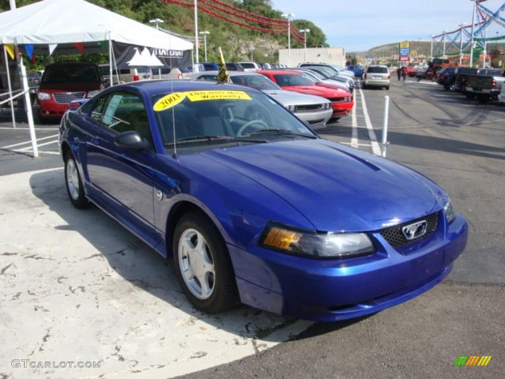 2004 Mustang V6 Coupe - Sonic Blue Metallic / Medium Graphite photo #6