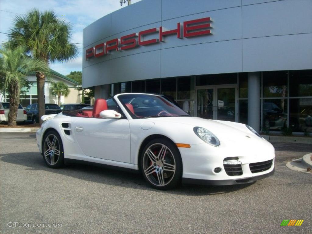 2008 911 Turbo Cabriolet - Carrara White / Carrera Red photo #3