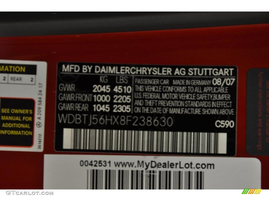2008 CLK Color Code 590 for Mars Red Photo #34893150