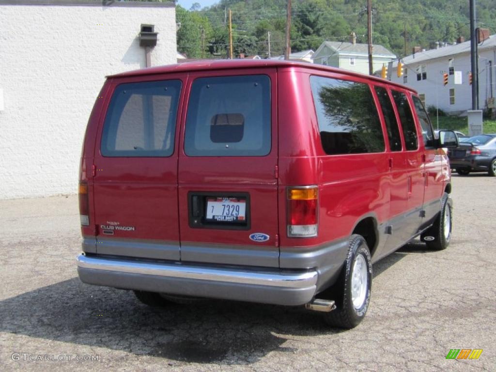 1993 E Series Van E150 Club Wagon Passenger - Electric Current Red Metallic / Gray photo #7