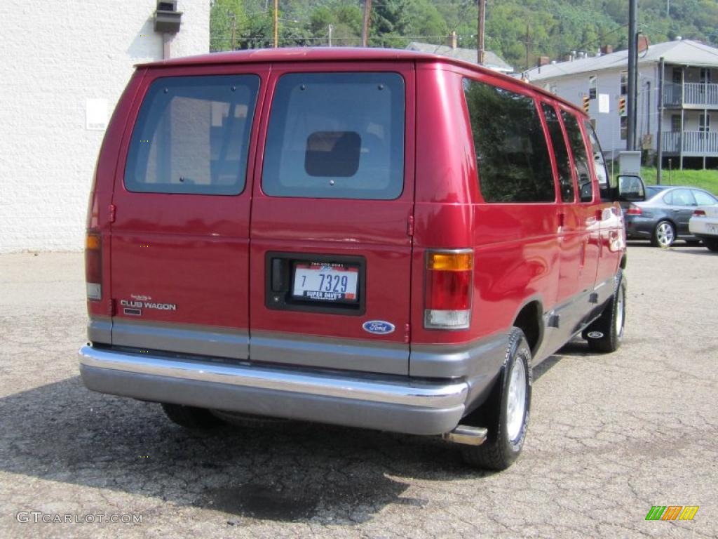 1993 E Series Van E150 Club Wagon Passenger - Electric Current Red Metallic / Gray photo #8