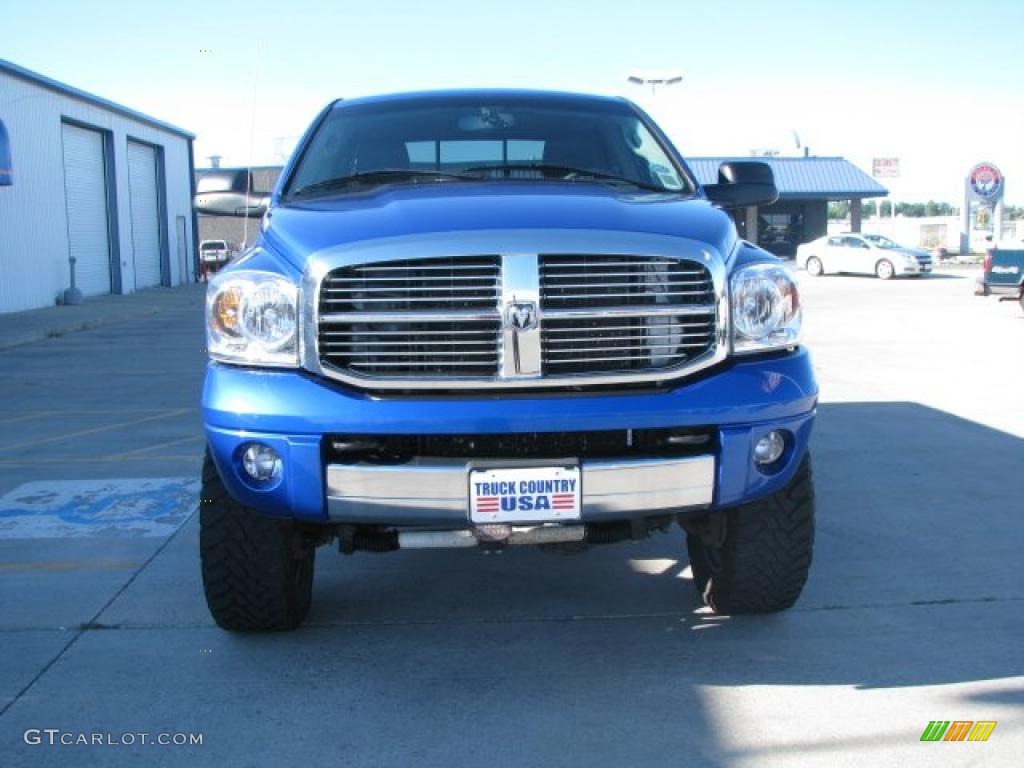 2007 Ram 3500 Laramie Quad Cab 4x4 - Electric Blue Pearl / Medium Slate Gray photo #16