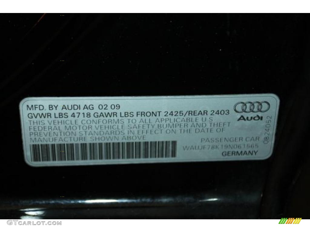 2009 A4 2.0T Sedan - Brilliant Black / Black photo #47