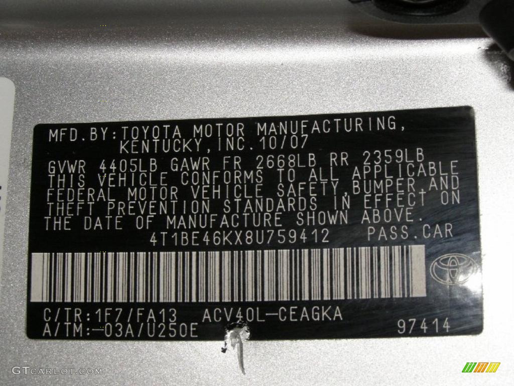 2008 Camry XLE - Classic Silver Metallic / Ash photo #19